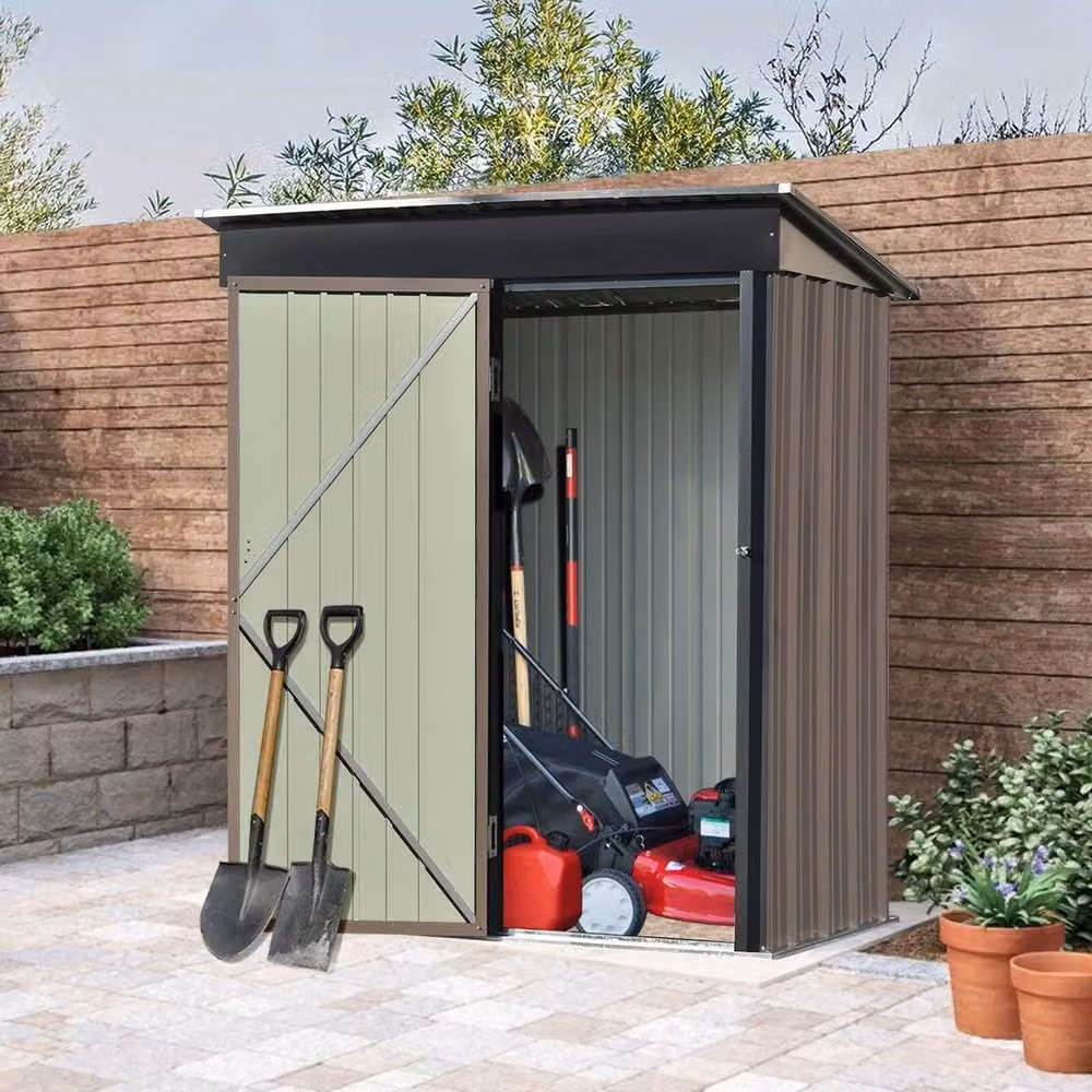 Kelvenix Brown Galvanised Metal Pent Garden Shed – 3