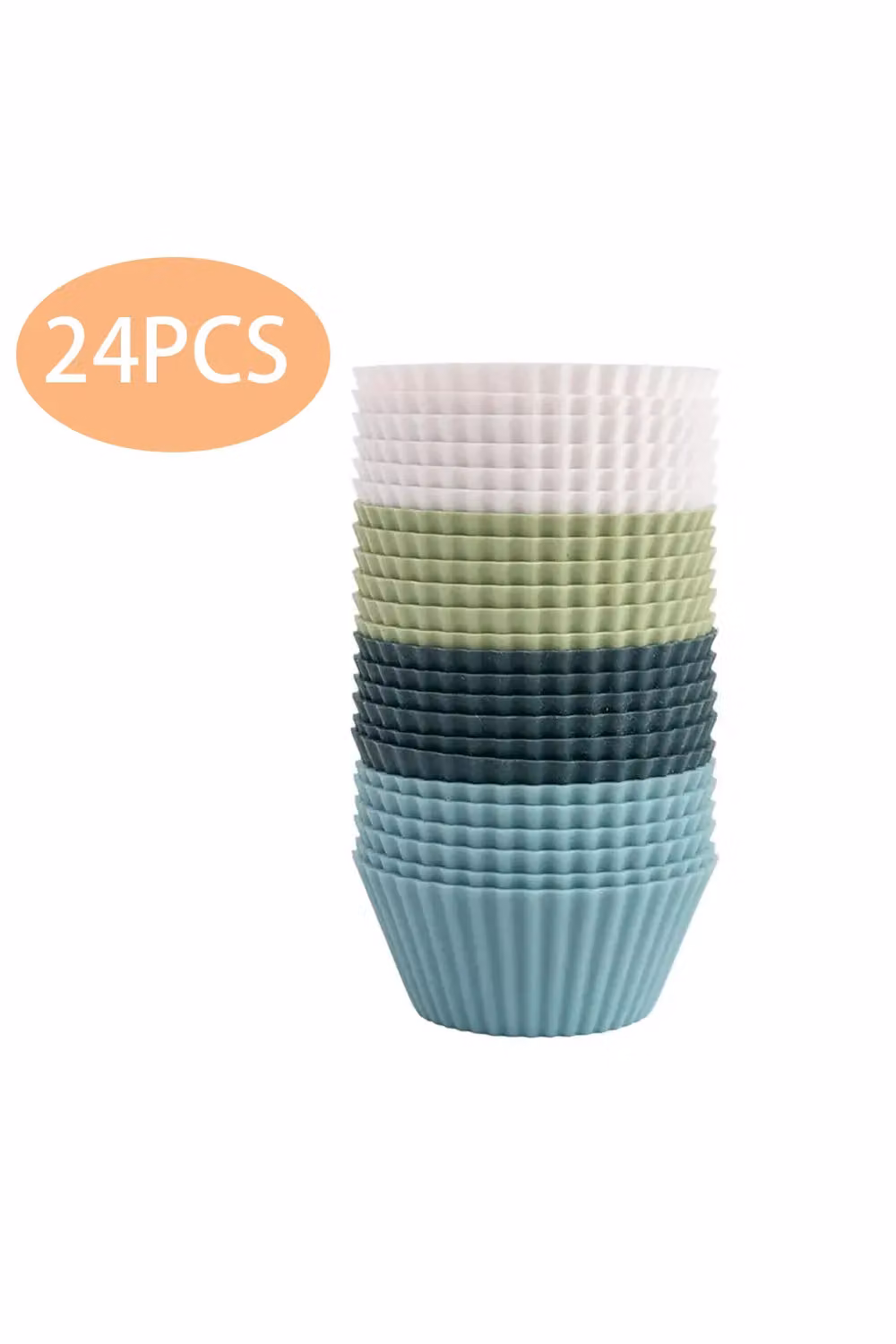 Living and Home 24pcs Reusable Silicone Muffin Baking Cups, Blue Multicolour – 4