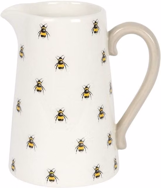 Something Different Ceramic Bee Tabletop Vase in White and Yellow