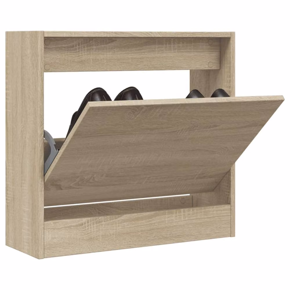 Berkfield Home Sonoma Oak Shoe Cabinet in Beige, W/D/H: 60 x 21 x 57 cm – 2