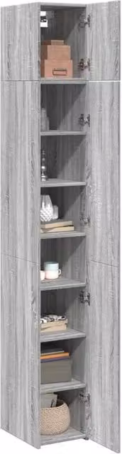 Berkfield Home Slim Storage Cabinet in Grey Sonoma, W/D/H: 30 x 42.5 x 225 cm