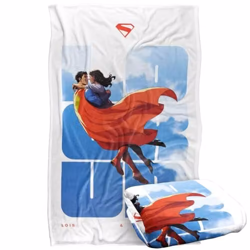 Warner Bros. Superman 2025 Lois Look Up Super Soft Silky Touch Fleece Throw Blanket, Multicolour, W: 91 cm, D: 147 cm