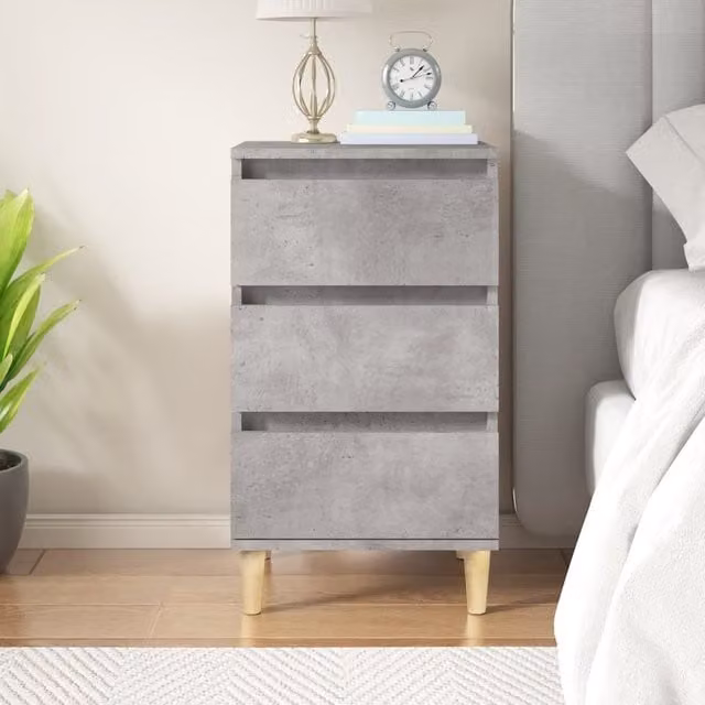 Berkfield Home Bedside Cabinet in Concrete Grey, W/D/H: 40 x 35 x 70 cm – 1