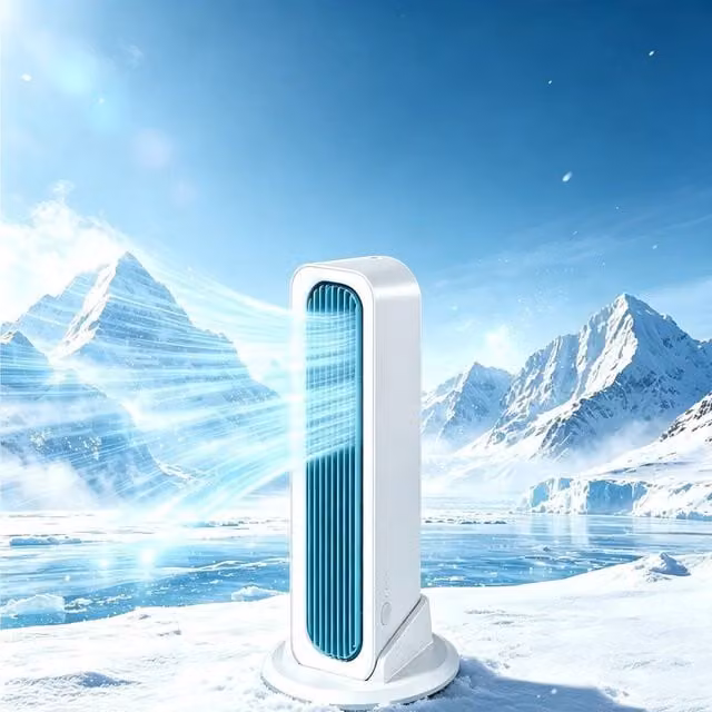 Quipulse Portable USB Rechargeable Tower Fan with Remote Control and Oscillation, White and Multicolour