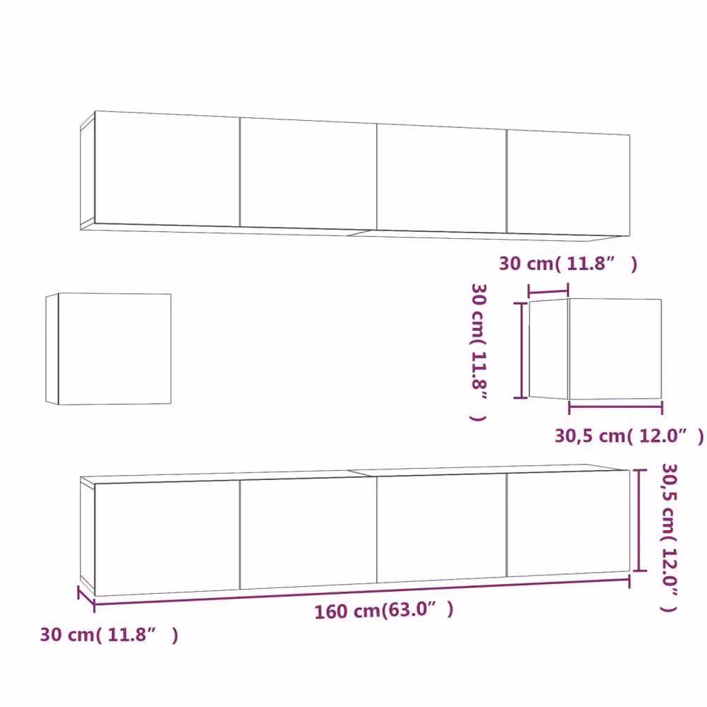 Berkfield Home 6 Piece Classic TV Cabinet Set in Sonoma Oak and Beige Engineered Wood – 4