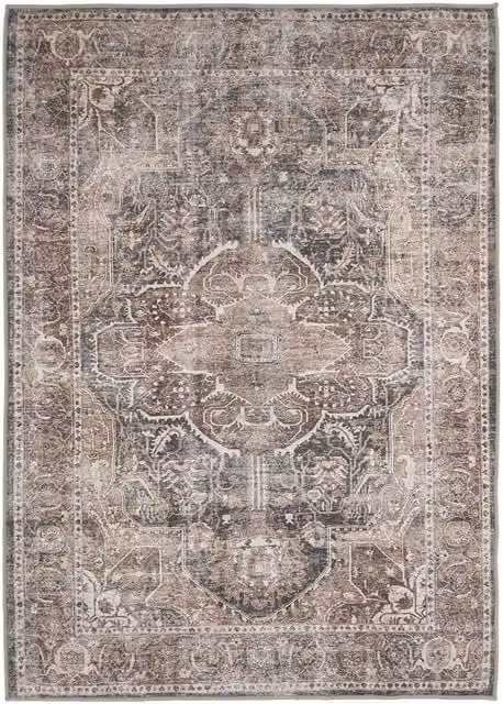 Kukoon Vintage Beige Distressed Soft Pile Area Rug and Runner, W/D/H: 60 x 240 cm