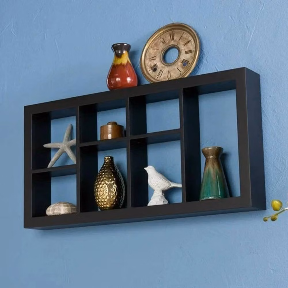 FORGEVIO Black 7-Compartment Modern Floating Wall Shelves Display – 5