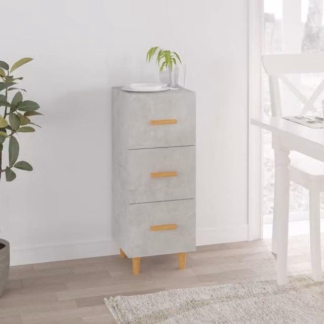 Berkfield Home Sideboard in Concrete Grey, W/D/H: 34.5 x 34.0 x 90.0 cm
