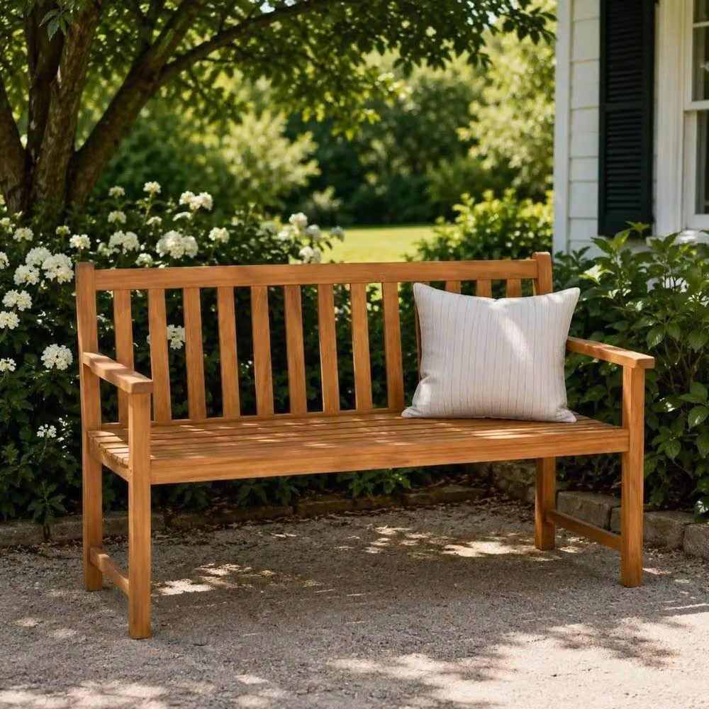 Marco Paul Classic 3-Seater Wooden Garden Bench in Brown, W/D/H: 145 x 68 x 95 cm – 2
