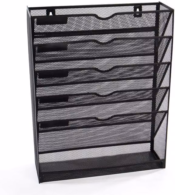 Maison & White Metal Wall Mounted File Organiser, Black