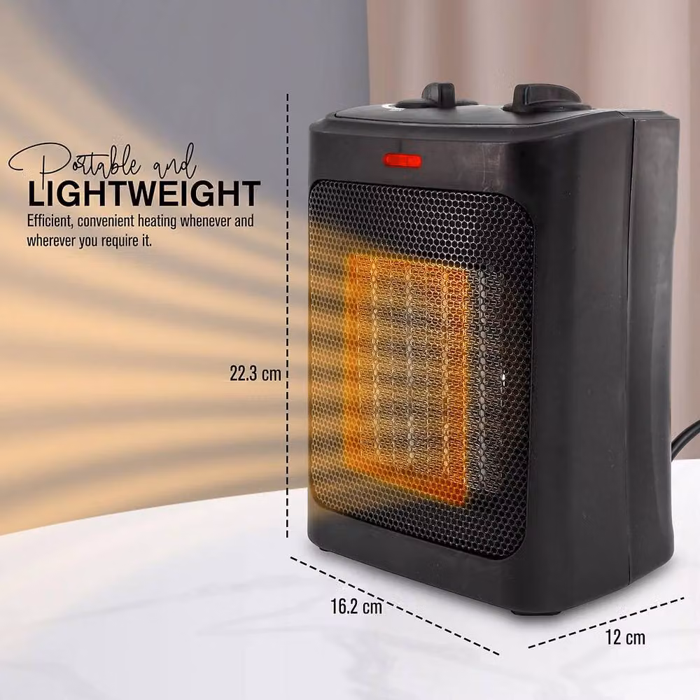 Tanness Black Ceramic Fan Heater with Tilt and Overheat Protection – 6