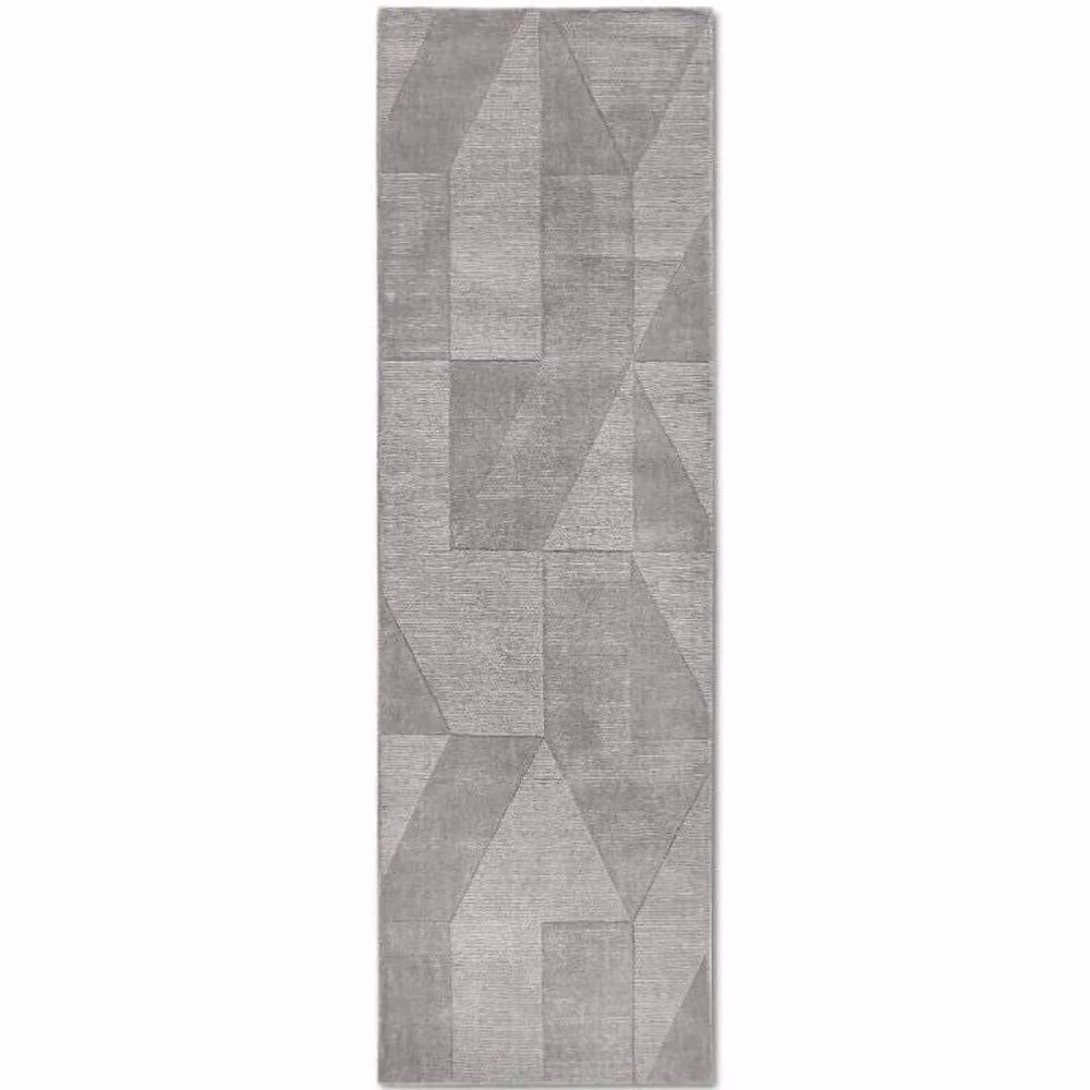 Villeroy & Boch 1906 Ursule Grey Wool Rug with High Low Pile and Geometric Design, W: 120 cm, D: 170 cm – 2