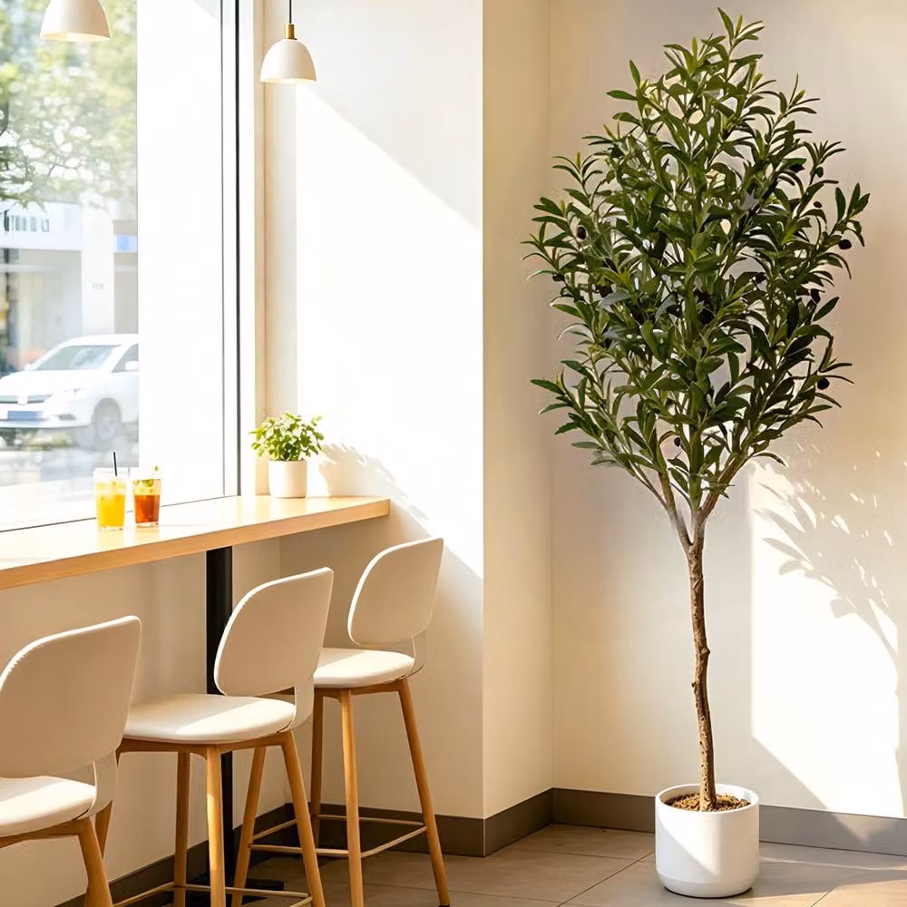 CASSILANDO Lifelike Large Artificial Olive Tree in Green, Height: 210 cm – 7