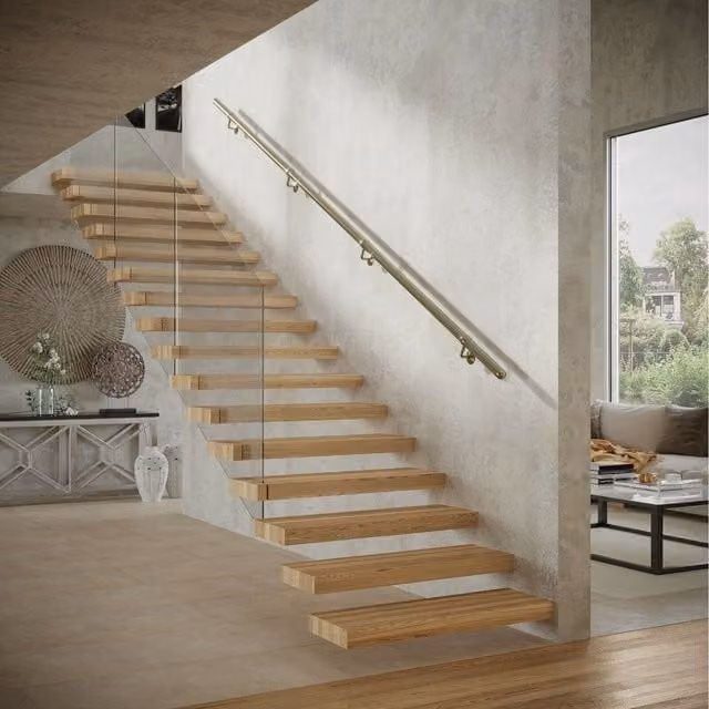 Rothley Antique Brass Wall Mounted Stair Hand Rail Kit, Gold/Yellow
