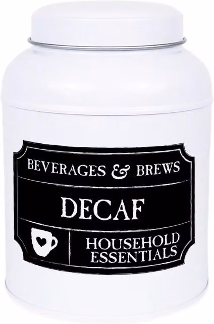 Purely Home Decaf Tea Canister, Black Chalkboard-Style Small Domed Metal Kitchen Storage Tin