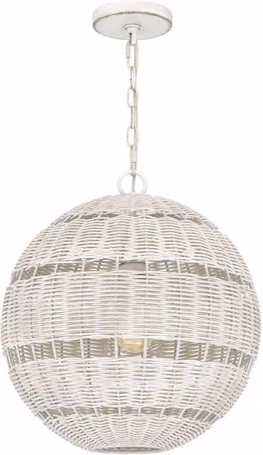 Netlighting Quoizel Lindendale Spherical Rattan Pendant Light, White, IP44, E27 – 1