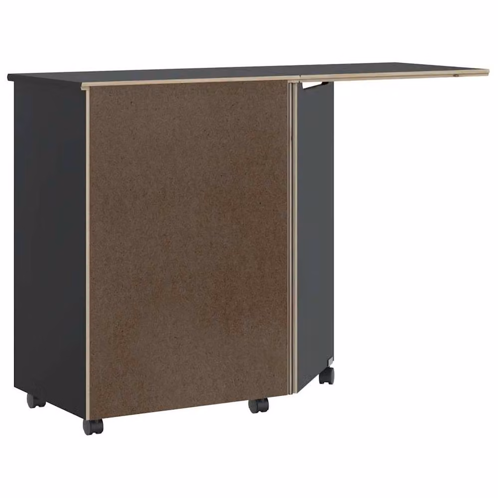 Berkfield Home Rolling Cabinet with Desk in Moss Black Solid Wood Pine – 3