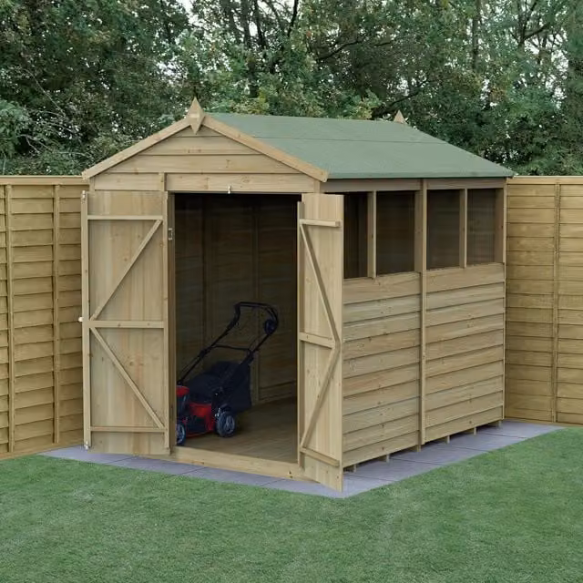 Forest Garden Apex Wooden Shed in Brown with Base and Foundation