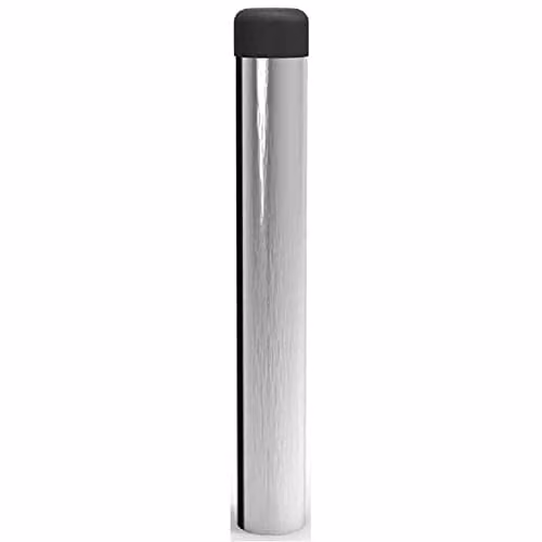 Loops Wall-Mounted Cylinder Doorstop with Rubber Tip in Chrome, H 71 mm x W 16 mm