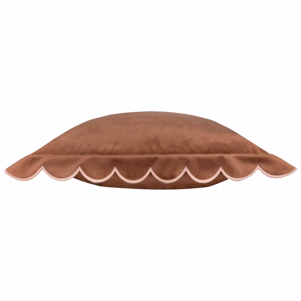 furn Lil Scallop Velvet Decorative Cushion in Brown, W x D: 45 x 45 cm – 3