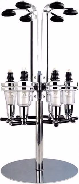 KORVIXA Silver Rotating 4 Bottle Optic Drink Dispenser Stand