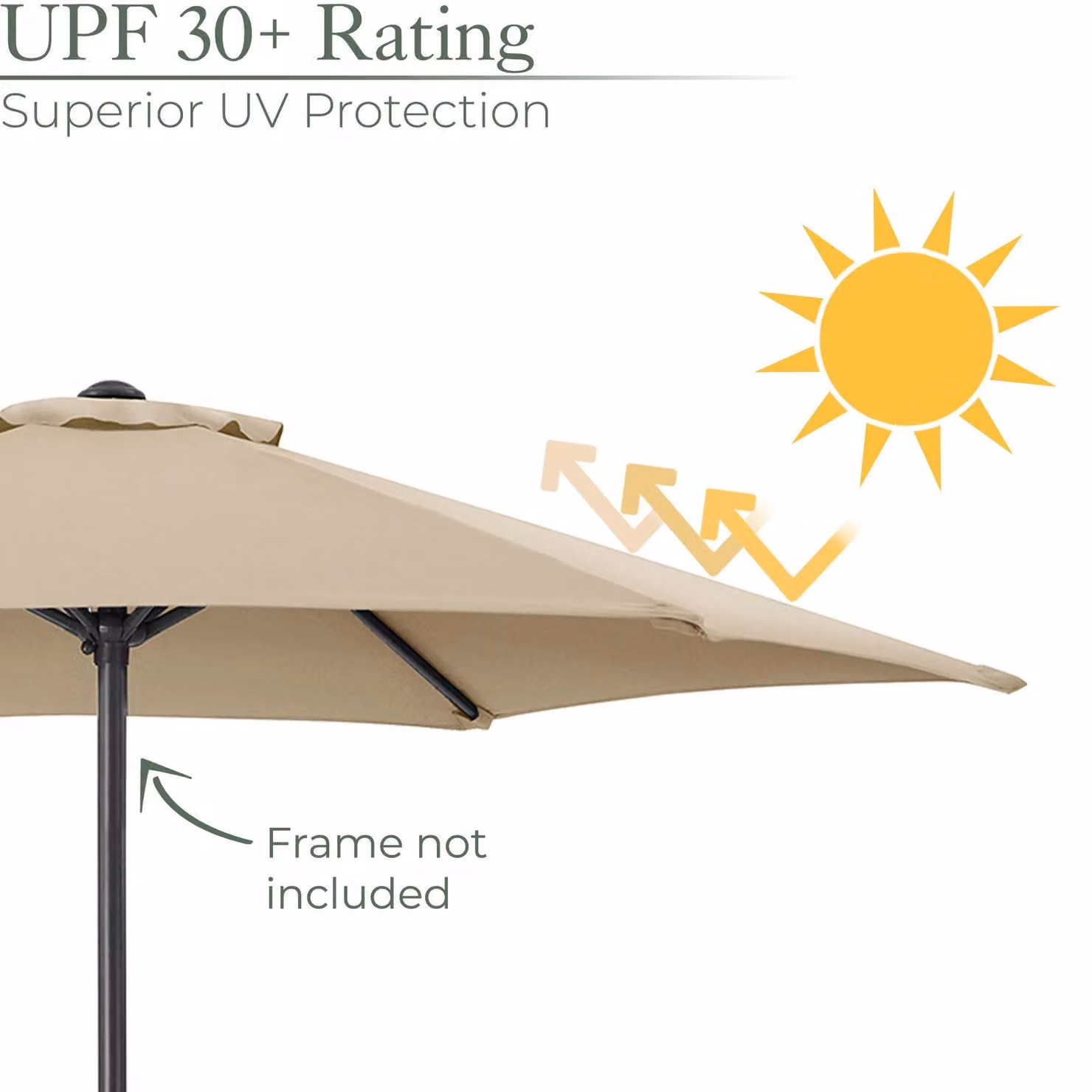 Christow Replacement Parasol Canopy, 2.4m, Brown Polyester with UPF 50+ Protection – 2