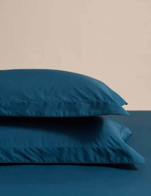 M&S 2 Pack Egyptian Cotton 230 Thread Count Percale Oxford Pillowcases in Petrol