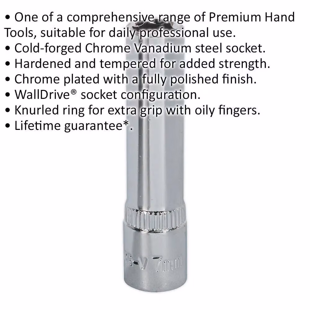 Loops 7mm Deep Drive Socket 1/4 inch Square Drive Forged Steel in Silver Chrome Vanadium – 2