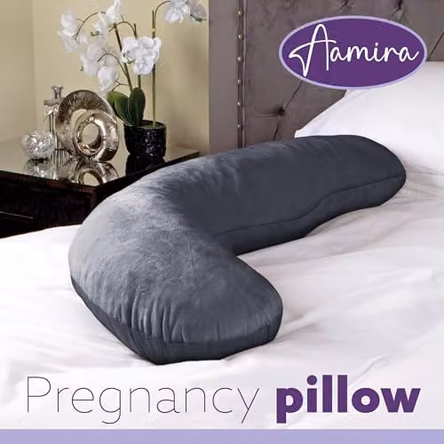 Aamira L Shaped Pregnancy Maternity Pillow with Memory Foam and Velvet Cover, Dark Grey, W/D/H: 145 x 25 x 25 cm – 8