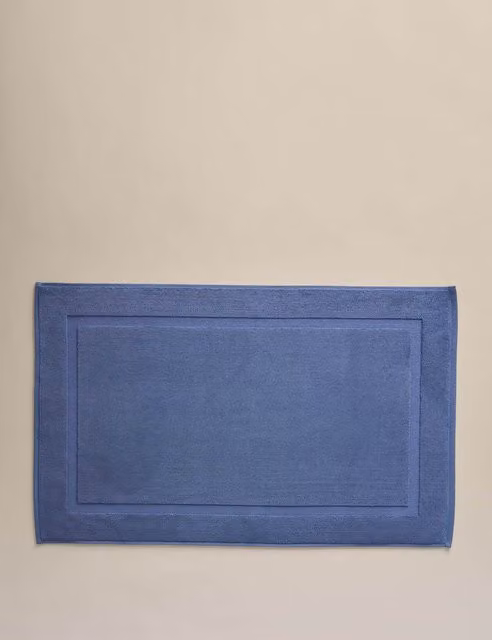 M&S Luxury Egyptian Cotton Terry Bath Mat in Blue Denim Mix