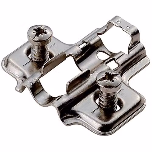Loops 2mm Mounting Plate for Soft Close Hinges with Euro Screw, Bright Zinc Plated