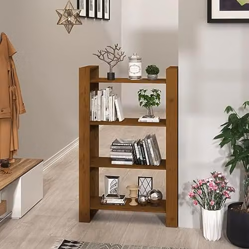 vidaXL Rustic Solid Wood Book Cabinet and Room Divider in Brown, W/D/H: 80 x 35 x 125 cm – 2