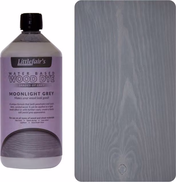 Littlefair's Moonlight Grey Water Based Indoor and Outdoor Wood Stain, 1 l