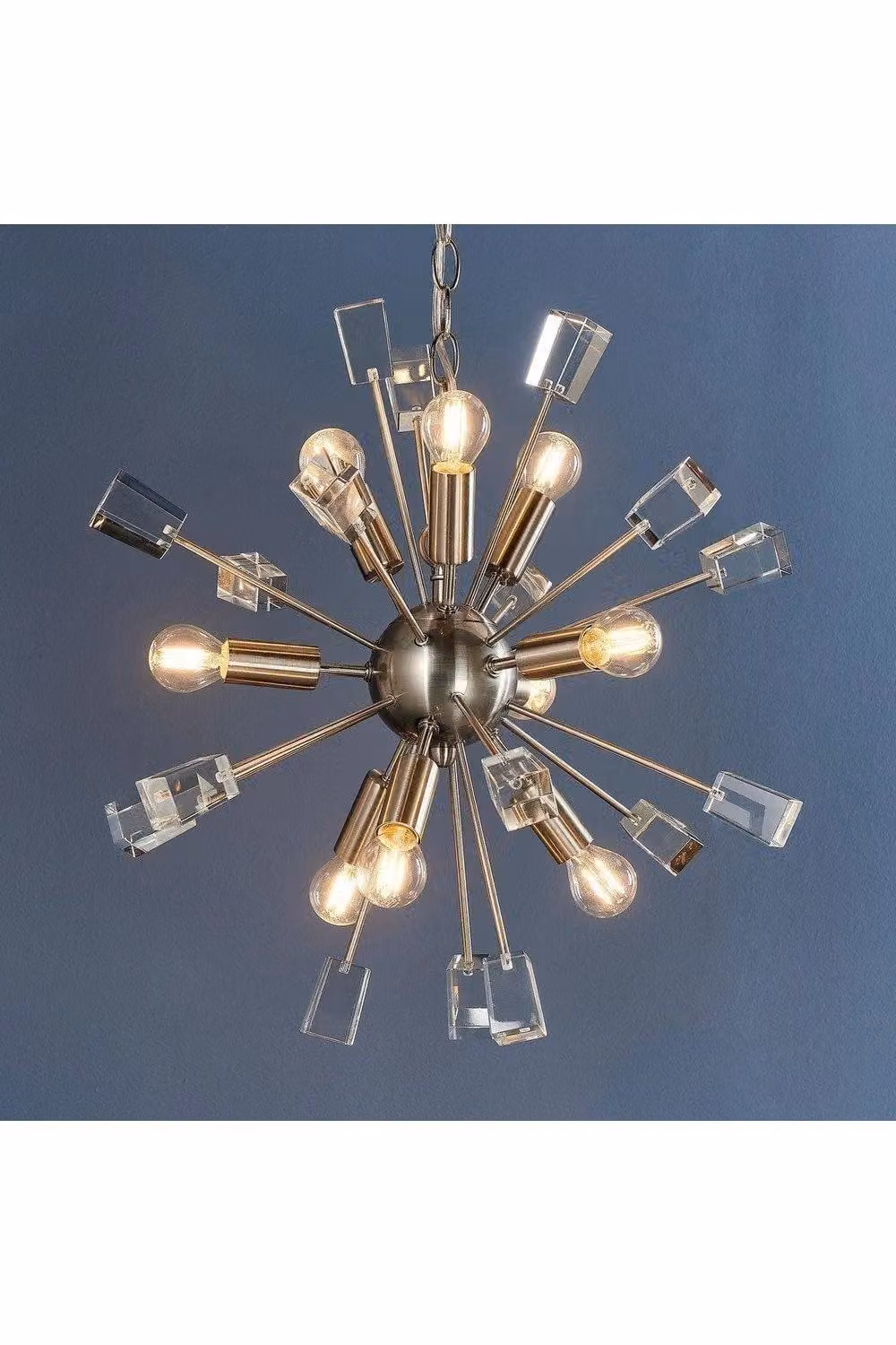 Netlighting Miro 9 Light Ceiling Pendant in Satin Nickel and Clear Crystal Glass with E14 Base – 2