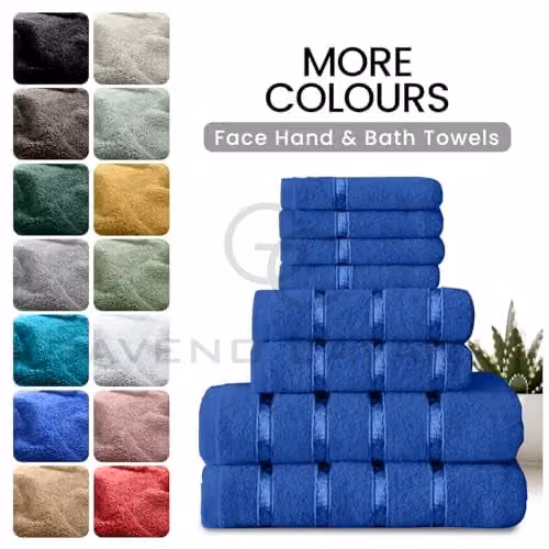 Gaveno Cavailia 8 Piece Royal Blue Cotton Towel Bale Set, 450 GSM Quick Drying Absorbent Towels including 4 Face Towels, 2 Hand Towels and 2 Bath Towels – 6