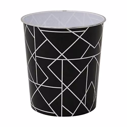 JVL Linear Small Waste Paper Bin, Black, W: 27 cm, D: 25 cm, H: 27 cm