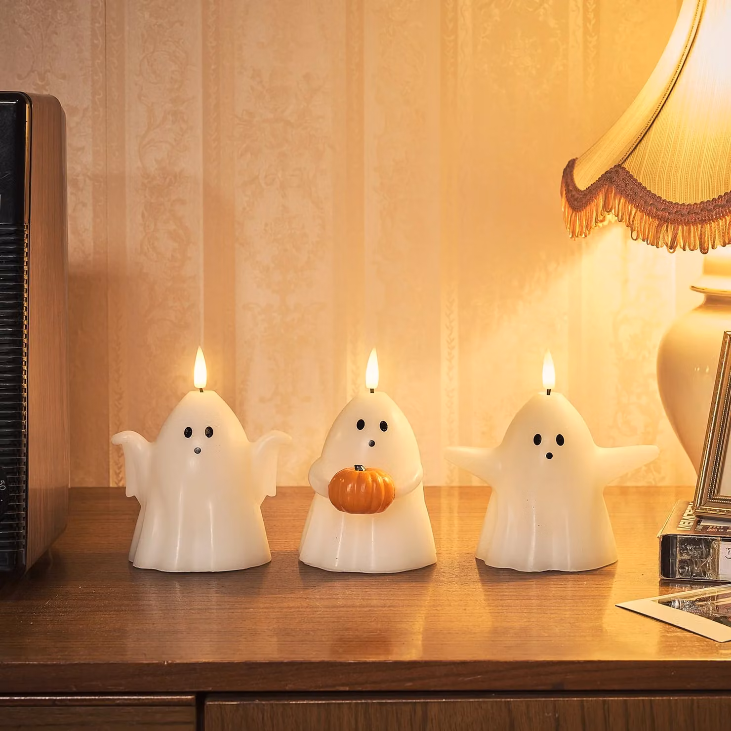 TruGlow Set of 3 White Ghost Figure Candles