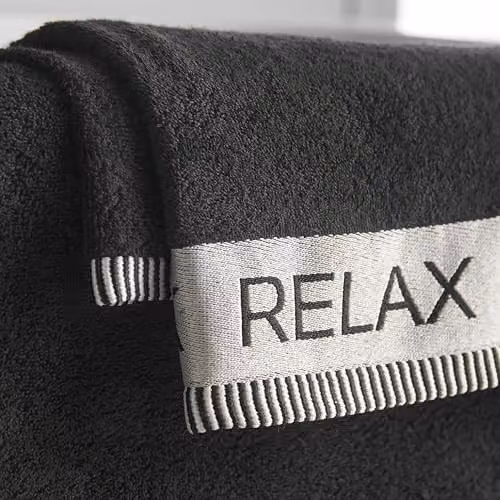 Catherine Lansfield Relax and Unwind Black Cotton Terry Bath Sheet W/D/H: 90 x 140 cm – 2