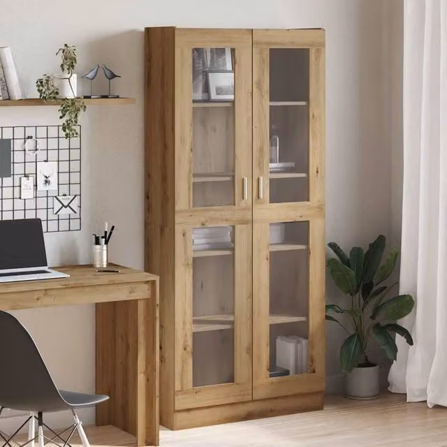 Berkfield Home Artisan Oak Highboard in Brown, W/D/H: 82.5 x 30.5 x 185 cm – 1