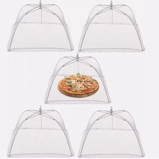 VOGREX 5-Pack Collapsible Mesh Food Cover Nets, White Insect and Fly Protector
