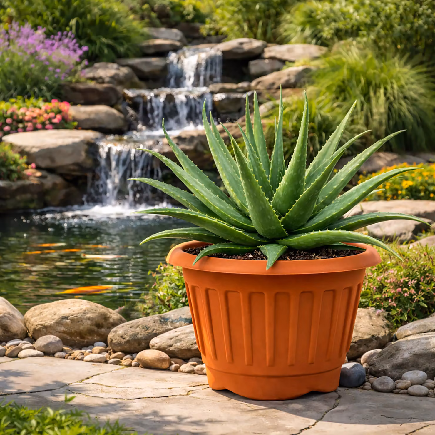 Simpa Set of 2 Round Chunky Plastic Planter Tubs in Brown – 2