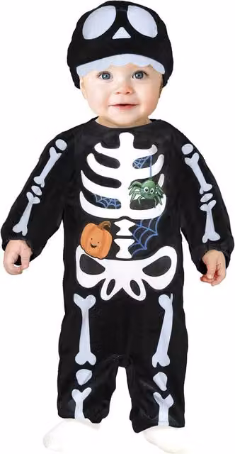 Fiestas Guirca Baby Skeleton Costume Set in Black, White and Multicolour