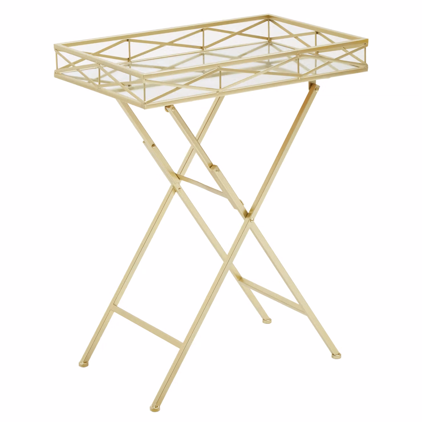 Orsina Gold Rectangle Glass Tray Table – 2