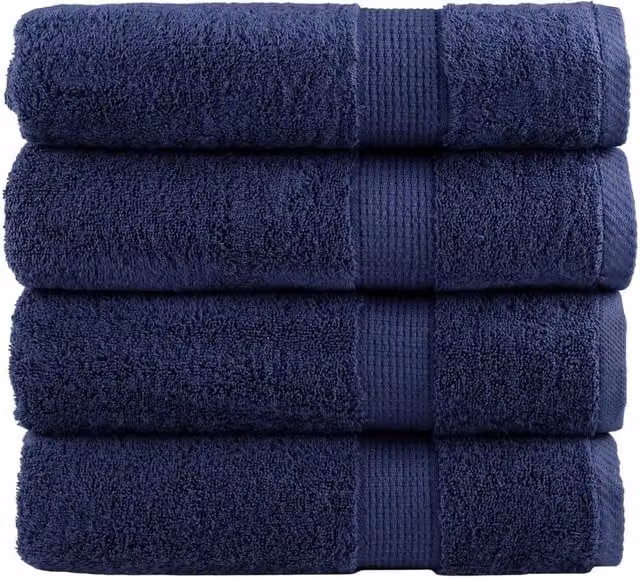 Berkfield Home SOLUND Premium Cotton Terry Bath Towels, 4 Pack, Navy Blue, W: 100 cm, L: 150 cm, 600gsm – 1