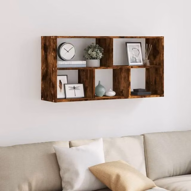 Berkfield Home Smoked Oak Wall Shelf, Brown Engineered Wood, W: 100 cm, D: 25 cm, H: 50 cm