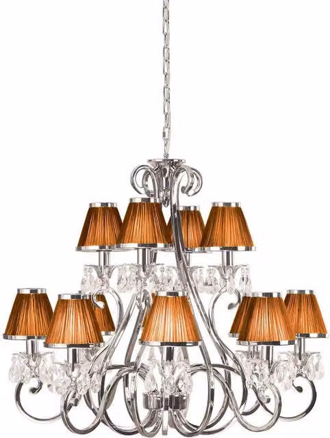 Interiors 1900 Oksana 12 Light Multi Arm Chandelier in Silver and Grey with Crystal and Metal Details, E14