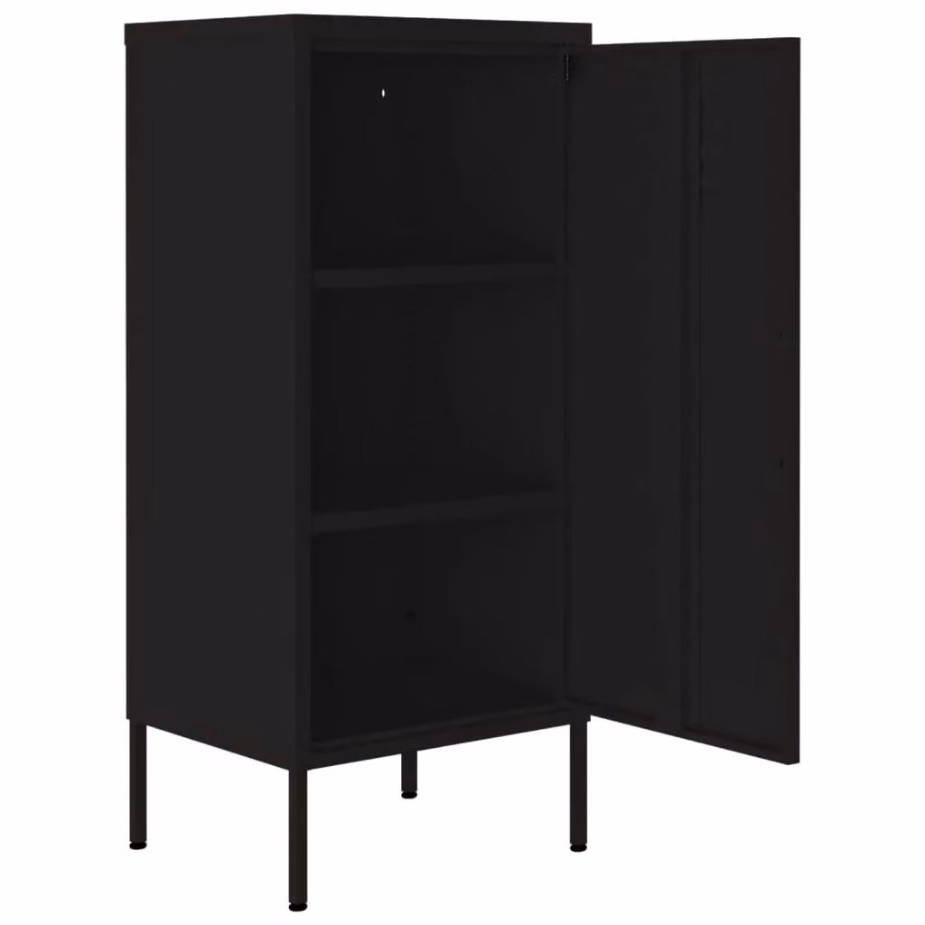 Berkfield Freestanding Metal Storage Cabinet in Matt Black, W/D/H: 42.5 x 35 x 101.5 cm – 3