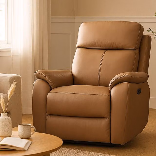 Aspire Kingsmere Tan Real Leather Single Seater Power Recliner Armchair – 1
