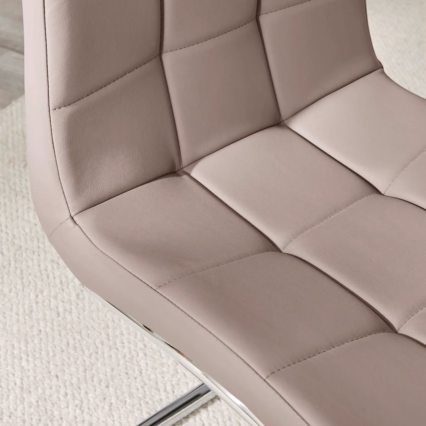 FurnitureboxUK Set of 2 Murano Modern Dining Chairs in Beige Faux Leather with Silver Chrome Metal Cantilever Legs – 2