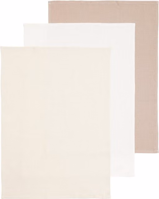 Orsina Set of 3 Multicolour and White Cotton Waffle Pique Kitchen Tea Towels